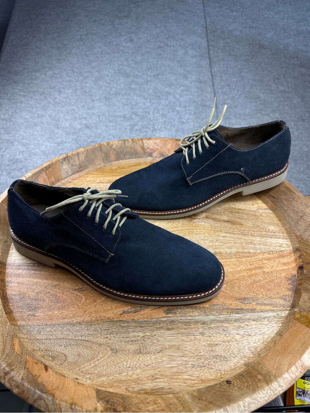 Aston Grey Navy Suede Derby Shoes 9.5 | After-Hours Prep | Lollie Closet